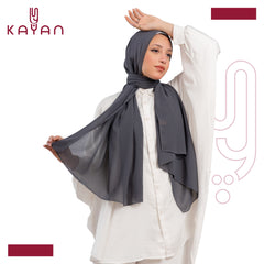 Chiffon Plain Scarf - Iron Grey