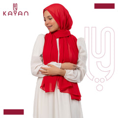 Chiffon Plain Scarf - Cherry Red
