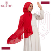 Chiffon Plain Scarf - Cherry Red