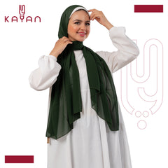 Chiffon Plain Scarf -Dark Green