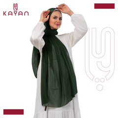 Chiffon Plain Scarf -Dark Green
