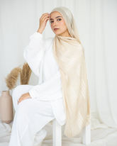 Three Lines Chiffon Scarf - Beige