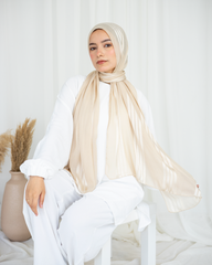 Three Lines Chiffon Scarf - Beige