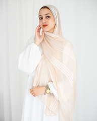 Three Lines Chiffon Scarf - Light Beige