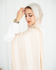 Three Lines Chiffon Scarf - Light Beige