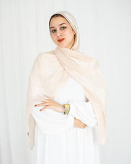 Three Lines Chiffon Scarf - Light Beige
