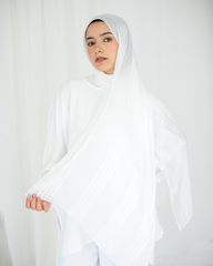 Three Lines Chiffon Scarf - White