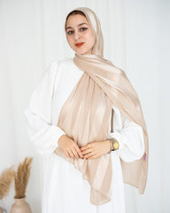 Crinkle Satin Scarf – Beige