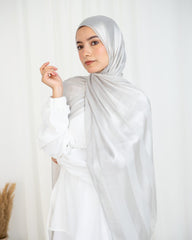 Crinkle Satin Scarf – Light Grey