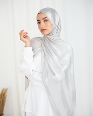 Chiffon Satin Line Scarf - Grey