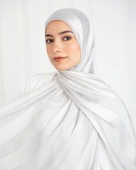 Chiffon Satin Line Scarf - Grey