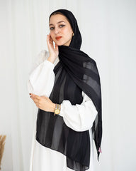 Crinkle Satin Scarf – Black