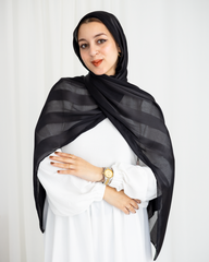 Chiffon Satin Line Scarf - Black