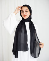 Crinkle Satin Scarf – Black