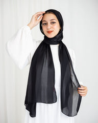 Crinkle Satin Scarf – Black