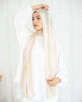 Crinkle Satin Scarf – Light Beige