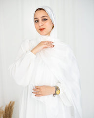 Crinkle Satin Scarf – White