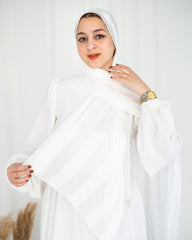 Crinkle Satin Scarf – White