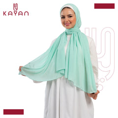Chiffon Plain Scarf - Aqua