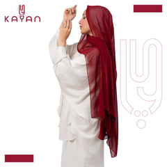 Chiffon Plain Scarf - Marron