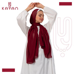 Chiffon Plain Scarf - Wine Red