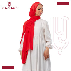 Chiffon Plain Scarf - Cherry Red