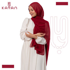 Chiffon Plain Scarf - Red