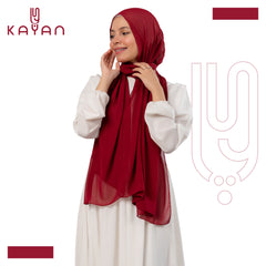Chiffon Plain Scarf - Red