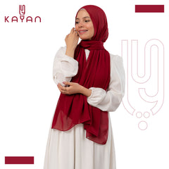 Chiffon Plain Scarf - Red