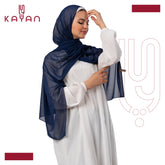 Chiffon Plain Scarf - Dark Navy