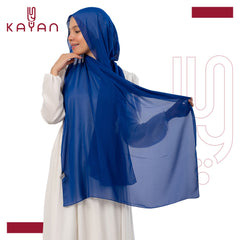 Chiffon Plain Scarf - Blue