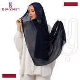Chiffon Plain Scarf - Midnight Blue