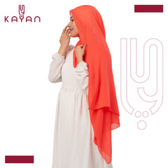 Chiffon Plain Scarf - Coral Orange