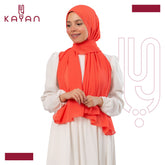 Chiffon Plain Scarf - Coral Orange