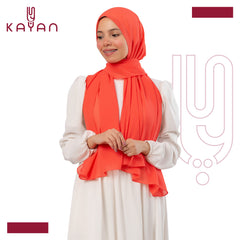 Chiffon Plain Scarf - Coral Orange