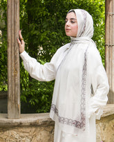 Snail Line Cotton Scarf – Off White