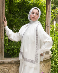 Snail Line Cotton Scarf – Off White