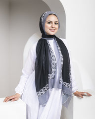 Snail Line Cotton Scarf – Black