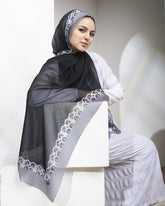 Snail Line Cotton Scarf – Black