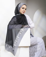 Snail Line Cotton Scarf – Black