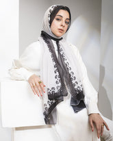 Snail Line Cotton Scarf – White