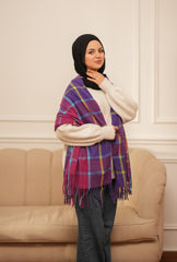 Raspberry Checked Shawl