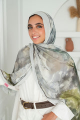 Camellia Printed Cotton Scarf