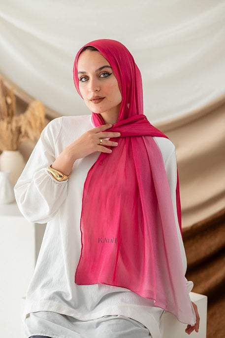 Fuchsia Gradient Organza Scarf