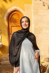 Linen modal scarf- Black