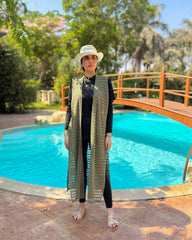 Sleeveless Linen Crochet Cardigan