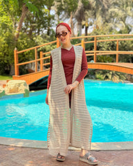 Sleeveless Linen Crochet Cardigan