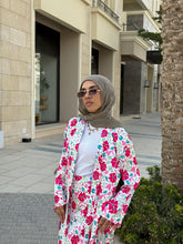 Red Flower Satin Set