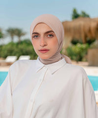 Pleated Chiffon Square Scarf - Bone Beige