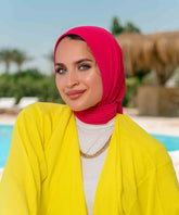 Pleated Chiffon Square Scarf - Hot Pink